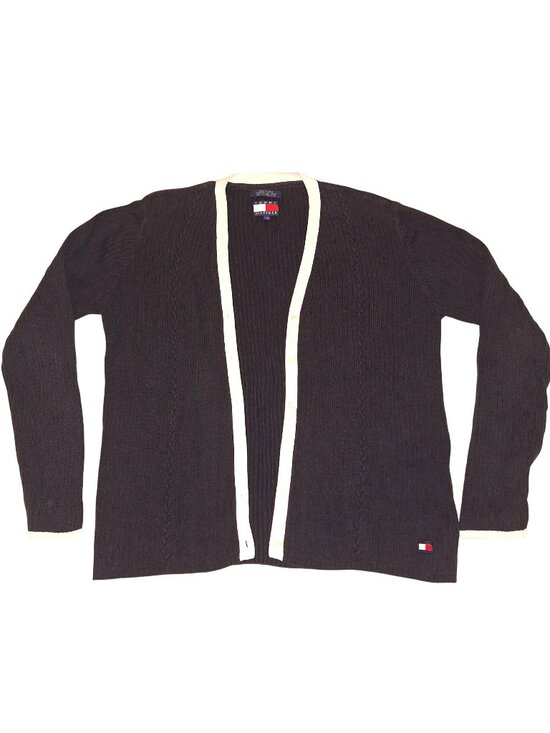 Tommy Hilfiger Sweaters - Tommy Hilfiger Black White Cardigan Sweater Long Sleeve Womens Large